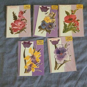 Second Nature Floral Greeting Cards: "Happy Birthday" x 5 New